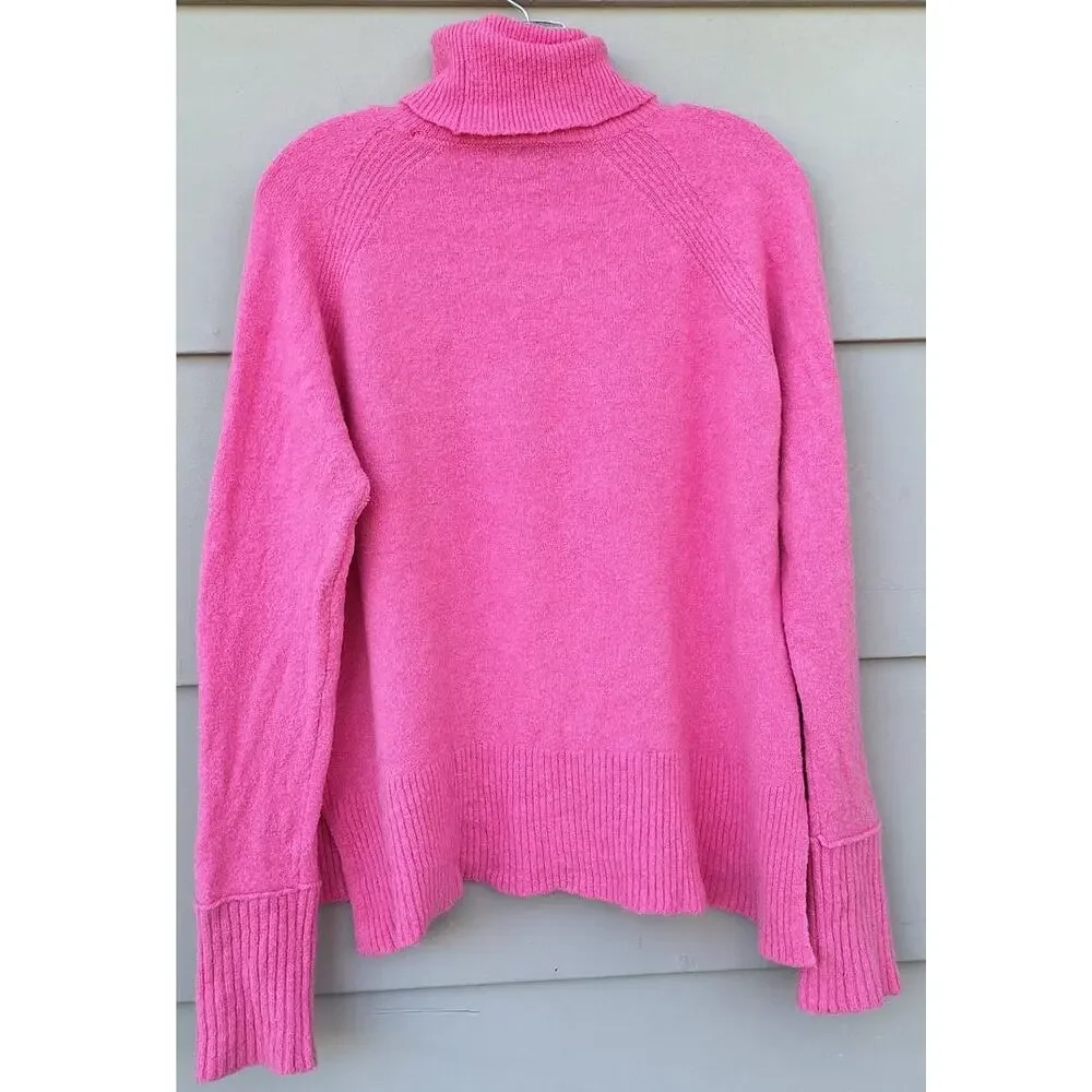 J. Crew Wome's Turtle neck Merino Wool Alpaca blend Pink Sweater Lightweight M L